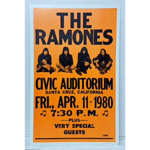 Vintage 1980 Poster - Concert - The Ramones - Civic Auditorium Santa Cruz Ca